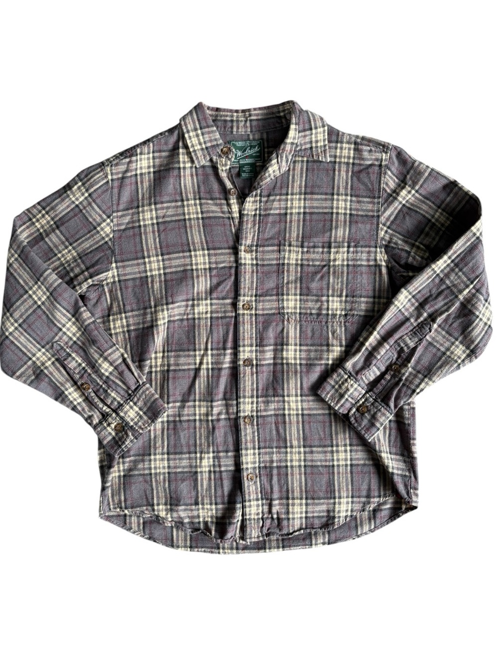 Woolrich Men’s Plaid Button Down Flannel Shirt Medium 100% Cotton